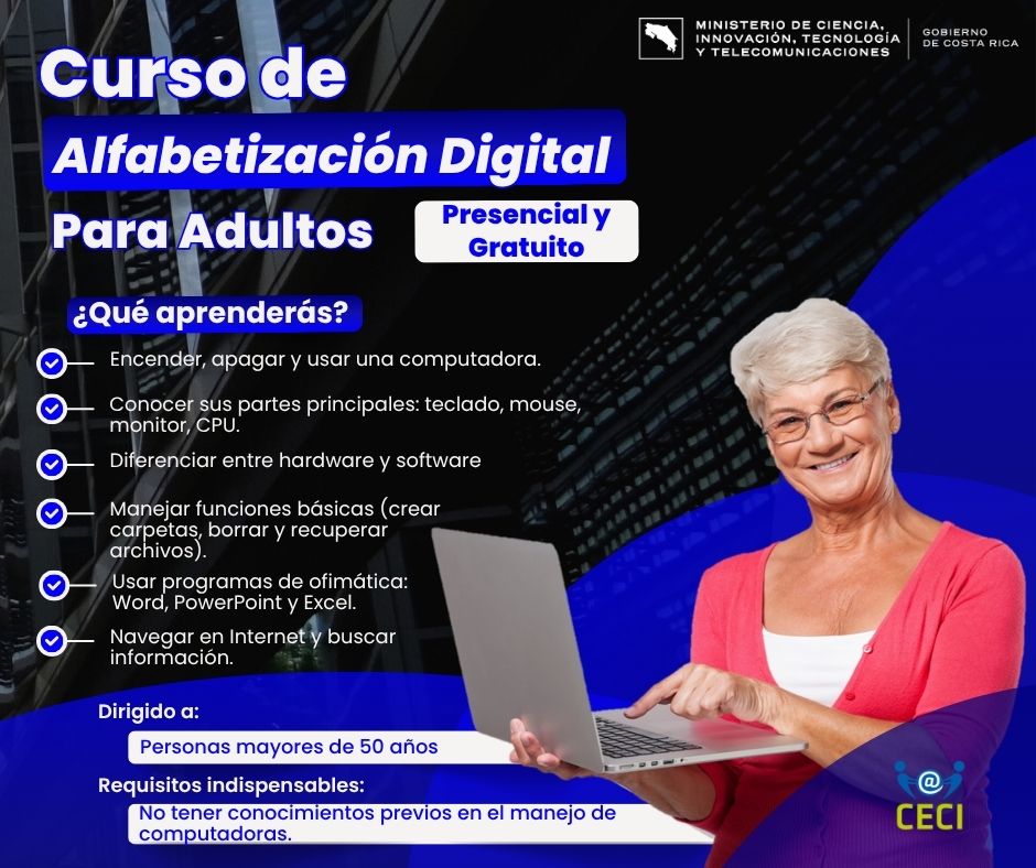 Curso gratuito y presencial: Alfabetización Digital para Adultos