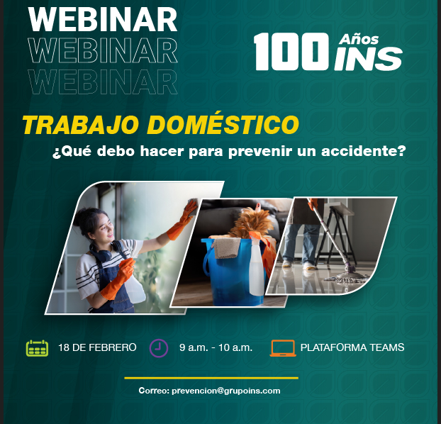 Invitación al webinar “Trabajo doméstico ¿Qué debo hacer para prevenir un accidente?" VIRTUAL